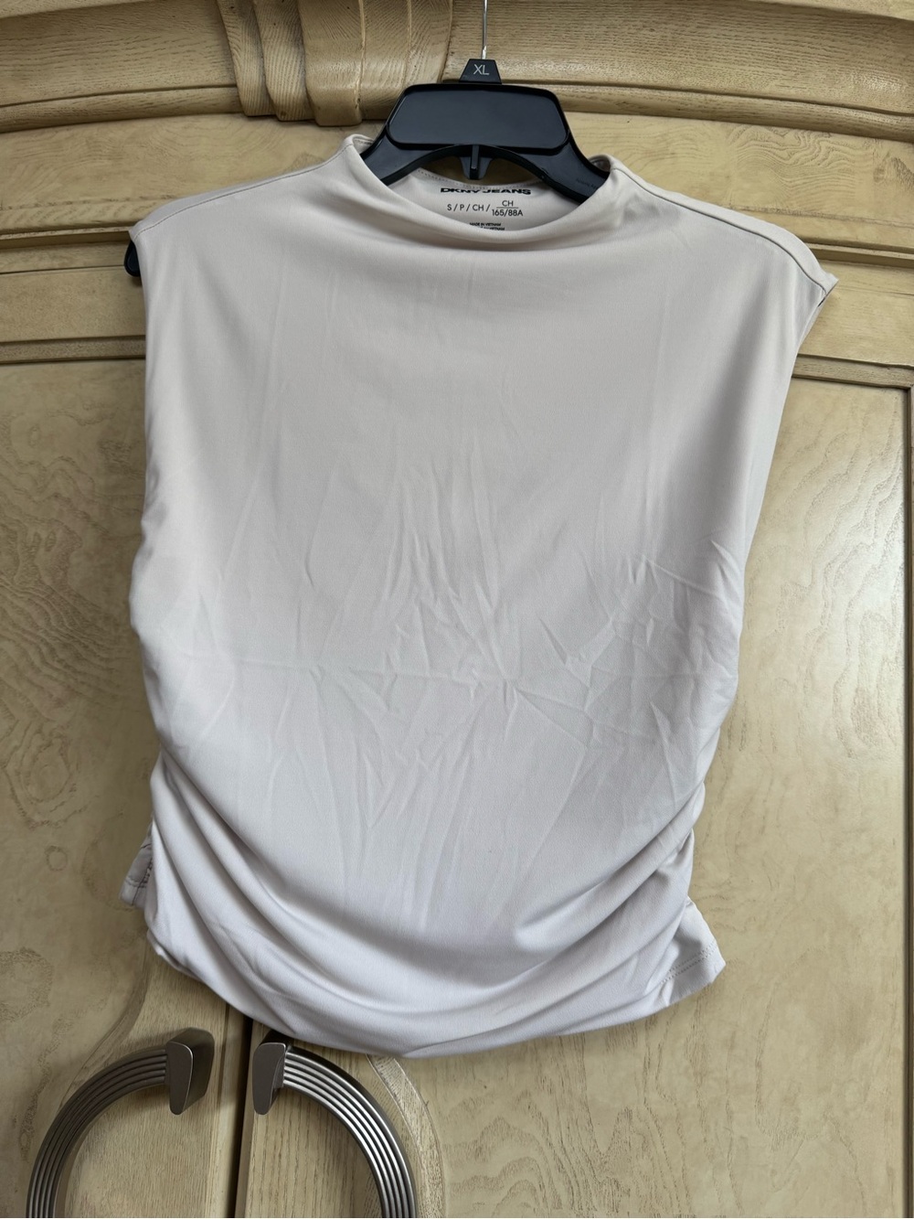 DKNY Sleeveless Mock Neck Tank Top - Light Cream